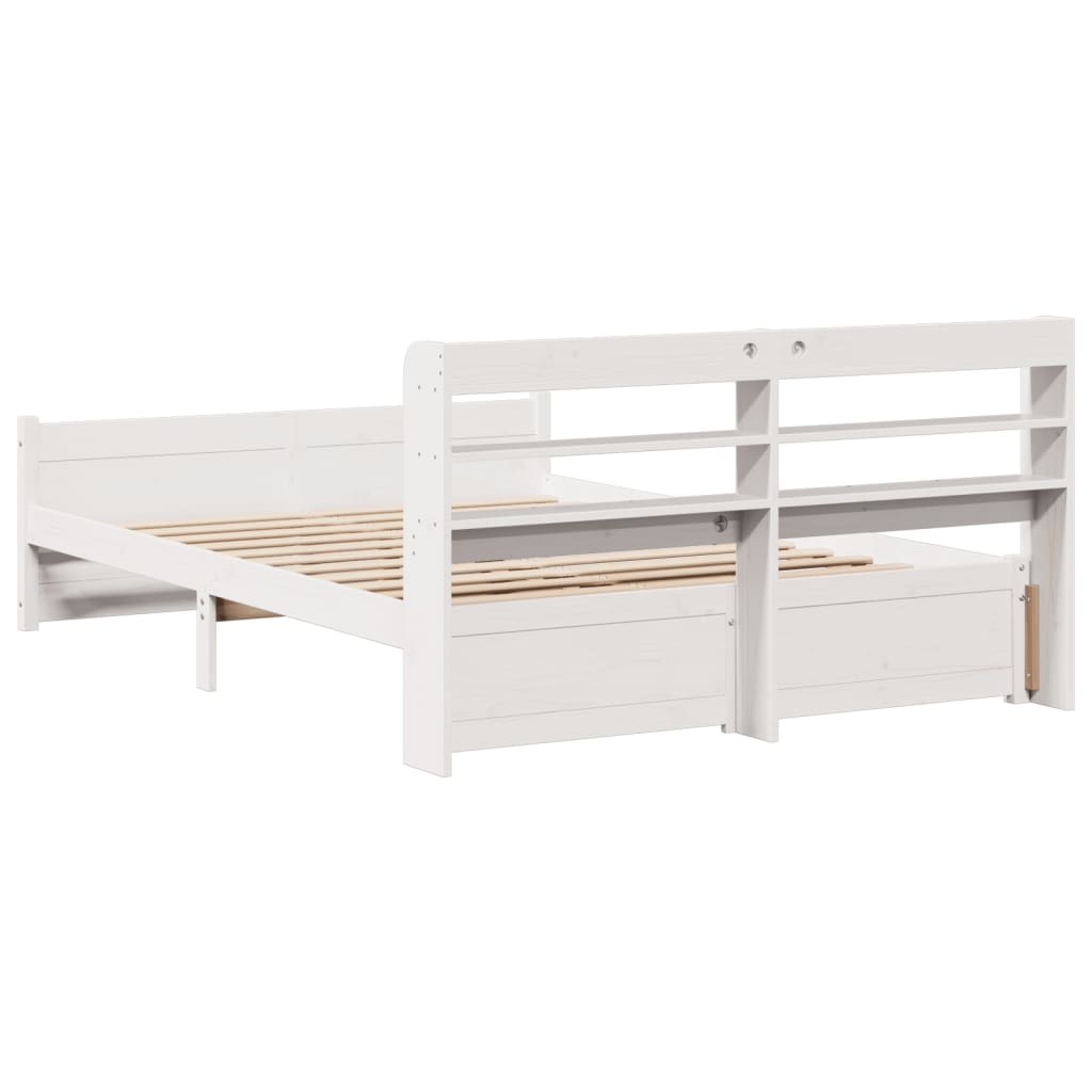 Bed Frame with Headboard without Mattress White 140x190 cm